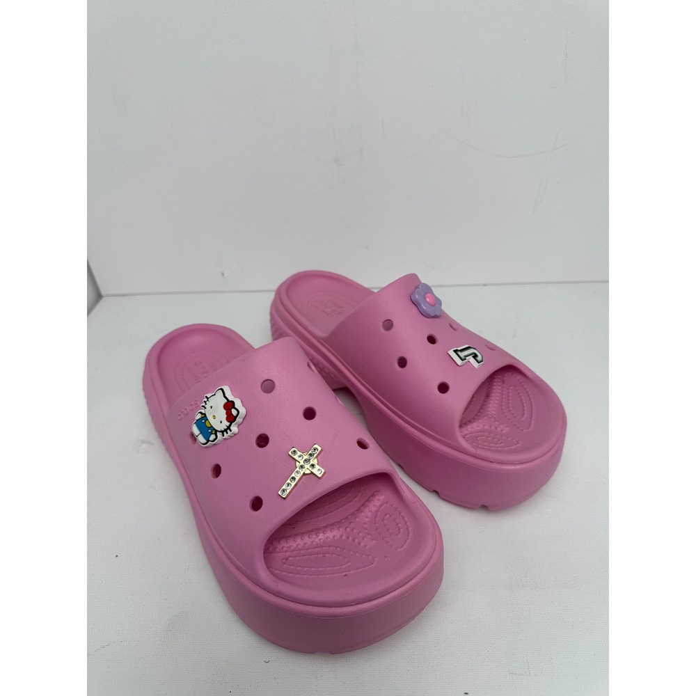 Crocs Mega Crush Slide Women 9 Pink Rubber Platform Sandal Y2K Festival Classic